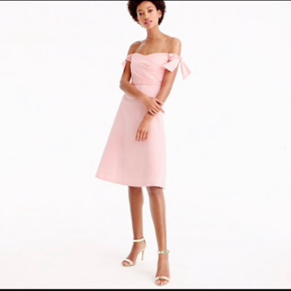 J. Crew Off the Shoulder Seersucker Dress